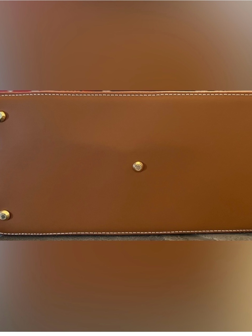 Arcadia Red Patent Satchel with Brown Trim - Picture 3 of 4